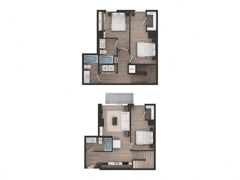 Floor plan for 3 beds, 3 baths, 1322 sqft